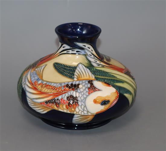 A Moorcroft carp squat baluster vase, 02 height 10cm